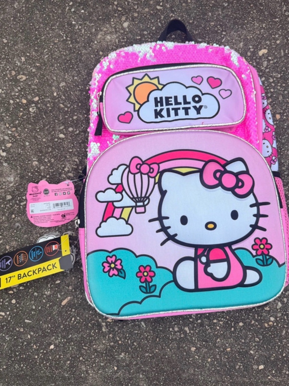 Hello Kitty Pink and Aqua Sequin Kids Backpack